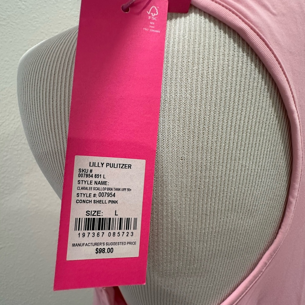 Lilly Pulitzer Luxletic Conch Shell Pink Claralee Bra Tank Top - Picture 3 of 3